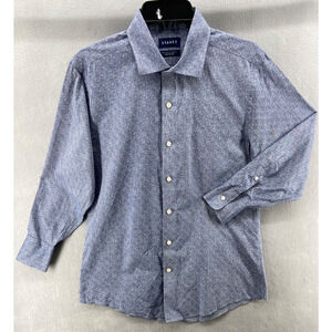 Stantt Shirt Mens‎ Customized Datafit Blue with White Circles Long Sleeve